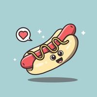 Cute Hot dog Food Vector Cartoon Illustration