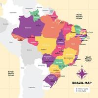 Brasil mapa con rodeando frontera vector