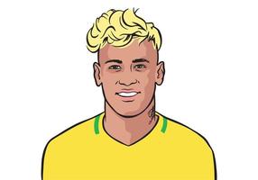 Brazilian footballer Brazil Neymar Jr vector portrait illustration horizontal