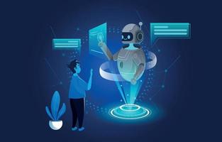 Interacting with Chatbot Technology Artificial Intelligence Concept vector