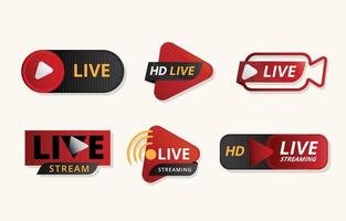 Live Streaming Set Badge Template vector