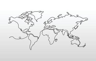 One Stroke Line World Map vector