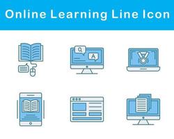 en línea aprendizaje vector icono conjunto