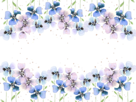 waterverf blauw bloem achtergrond, grens png