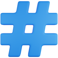 3d icona illustrazione un' blu hashtag simbolo png