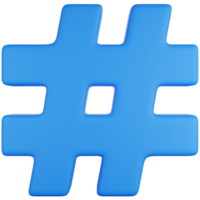 3D Icon Illustration A blue Hashtags symbol png