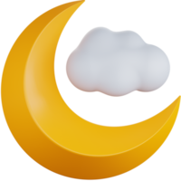 3d icône illustration croissant lune avec peu nuage png