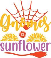 Print Gnomes sunflower vector