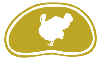 Turkey Silhouette in the Meat Shape for Logo,Label, Mark, Tag, Pictogram or Graphic Design Element. The Turkey is a large bird in the genus Meleagris. Format PNG