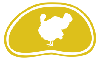 Turkey Silhouette in the Meat Shape for Logo,Label, Mark, Tag, Pictogram or Graphic Design Element. The Turkey is a large bird in the genus Meleagris. Format PNG