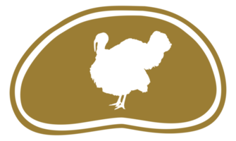 Turkey Silhouette in the Meat Shape for Logo,Label, Mark, Tag, Pictogram or Graphic Design Element. The Turkey is a large bird in the genus Meleagris. Format PNG