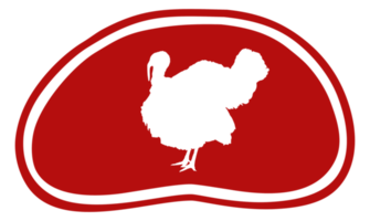 Kalkon silhuett i de kött form för logotyp, etikett, märke, märka, piktogram eller grafisk design element. de Kalkon är en stor fågel i de släkte meleagris. formatera png