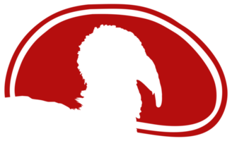 kalkoen hoofd silhouet in de vlees vorm voor embleem, etiket, markering, label, pictogram of grafisch ontwerp element. de kalkoen is een groot vogel in de geslacht meleagris. formaat PNG
