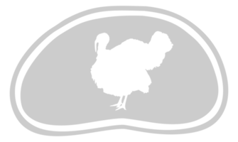 Turkey Silhouette in the Meat Shape for Logo,Label, Mark, Tag, Pictogram or Graphic Design Element. The Turkey is a large bird in the genus Meleagris. Format PNG