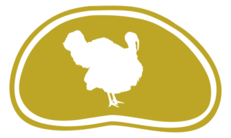 Turkey Silhouette in the Meat Shape for Logo,Label, Mark, Tag, Pictogram or Graphic Design Element. The Turkey is a large bird in the genus Meleagris. Format PNG