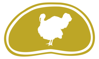 dinde silhouette dans le Viande forme pour logo, étiquette, marquer, étiqueter, pictogramme ou graphique conception élément. le dinde est une grand oiseau dans le genre méléagris. format png