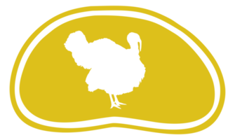 dinde silhouette dans le Viande forme pour logo, étiquette, marquer, étiqueter, pictogramme ou graphique conception élément. le dinde est une grand oiseau dans le genre méléagris. format png