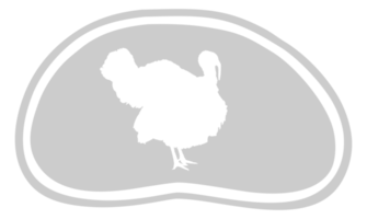 Turquía silueta en el carne forma para logotipo, etiqueta, marca, etiqueta, pictograma o gráfico diseño elemento. el Turquía es un grande pájaro en el género meleagris. formato png