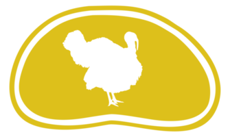 Turkey Silhouette in the Meat Shape for Logo,Label, Mark, Tag, Pictogram or Graphic Design Element. The Turkey is a large bird in the genus Meleagris. Format PNG