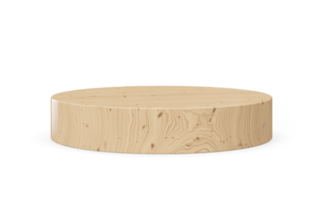 de madera podio en transparente antecedentes. natural etapa para producto, cosmético presentación. burlarse de arriba. pedestal o plataforma para belleza productos vacío escena. mostrar, escaparate. 3d representación. png