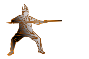 Icon of Malay Warrior doing step martial art using spear as weapon png