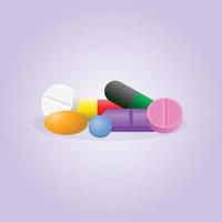 medicamentos pastillas tabletas cápsulas prima vector ilustración