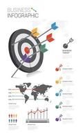 Infographic template for business. 5 Steps Target diagram businessman with staircase, presentation vector infographic.