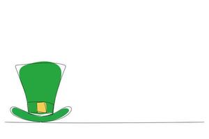 One line drawing. Continuous line art. Leprechaun hat. Hand drawn minimalistic design for simple logo, icon or emblem for St. Patrick Day. Editable stroke, vector. vector