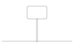 Single continuous line drawing template of square road sign. One line draw vector illustration.