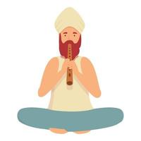 Indian snake charmer icon cartoon vector. India flute vector