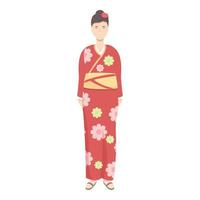 Girl kimono icon cartoon vector. Asian woman vector