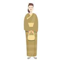mujer kimono icono dibujos animados vector. asiático persona vector