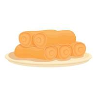 Tasty spring roll icon cartoon vector. Food cuisine vector