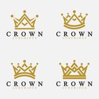 Crown Logo Vector Template,linear crown icons. Royal, luxury symbol. King, queen abstract geometric logo.