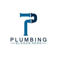 Letter P plumbing logo icon design vector