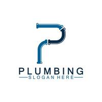 Letter P plumbing logo icon design vector