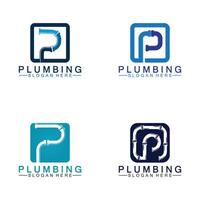 Letter P plumbing logo icon design vector