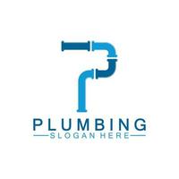 Letter P plumbing logo icon design vector