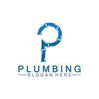 Letter P plumbing logo icon design vector