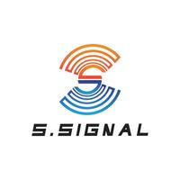 S letter for signal  wifi connection logo design concept on white background vector