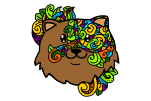 Cute Dog Head With Colorful Ornaments png