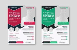 Business conference live meeting and event flyer template. Corporate invitation business workshop and abstract seminar promotion poster design. Leaflet, modern layout, pamphlet, vector flyer in A4.