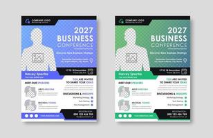 Business conference live meeting and event flyer template. Corporate invitation business workshop and abstract seminar promotion poster design. Leaflet, modern layout, pamphlet, vector flyer in A4.