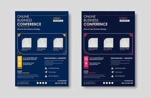 Business conference live meeting and event flyer template. Corporate invitation business workshop and abstract seminar promotion poster design. Leaflet, modern layout, pamphlet, vector flyer in A4.