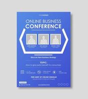 Business conference live meeting and event flyer template. Corporate invitation business workshop and abstract seminar promotion poster design. Leaflet, modern layout, pamphlet, vector flyer in A4.