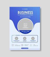 Business conference live meeting and event flyer template. Corporate invitation business workshop and abstract seminar promotion poster design. Leaflet, modern layout, pamphlet, vector flyer in A4.