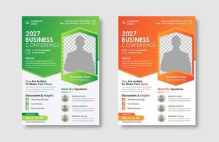 Business conference live meeting and event flyer template. Corporate invitation business workshop and abstract seminar promotion poster design. Leaflet, modern layout, pamphlet, vector flyer in A4.