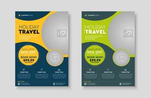 Vacation travel tour agency flyer template design layout. Summer and holiday traveling business advertisement a4 brochure flyer or poster vector template design.