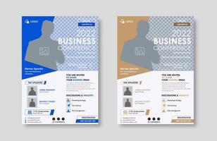 Business conference live meeting and event flyer template. Corporate invitation business workshop and abstract seminar promotion poster design. Leaflet, modern layout, pamphlet, vector flyer in A4.