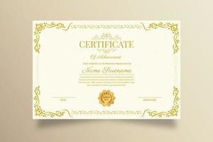 Certificate of Appreciation and Achievement template. Clean modern certificate with gold badge and modern curve line pattern. Diploma award design for business and education needs. vector